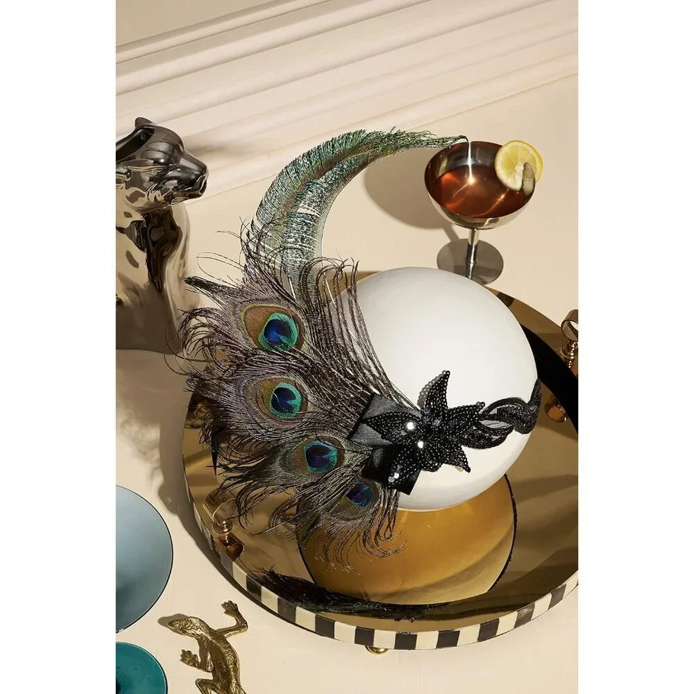 1920s Flapper Headband Peacock Feathers Sequin Gatsby Costume Accessory